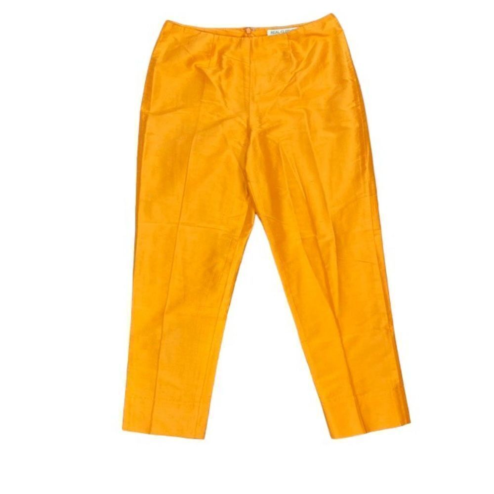Saks Fifth Avenue Real Clothes 100%‎ Silk Pants Orange Cropped Size 8